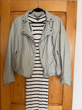 M.   Muubaa Pale Gray Leather Moto Jacket  NWOT